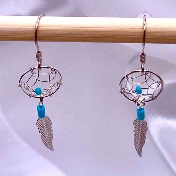 ACR# Turquoise & Sterling Southwest Native 1 3/4” Dangles - Picture 1 of 8